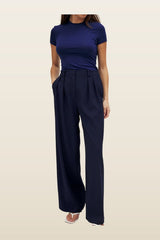 Wide High Waist Suit Pants — model back