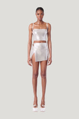 Winona Wrap Skirt Chrome Silver — model front