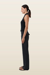Wool Blend Studio Pants - Dark Graphite — model back