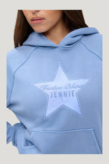 x JENNIE Jane Cropped Terry Hoodie - Jennie — model side
