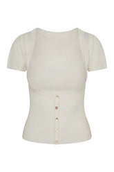 x JENNIE Sofia Knit Top - Coconut — packshot