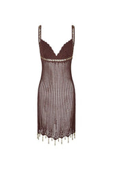 Zelie Crochet Mini Dress in Cacao — packshot