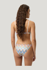 Zig zag printed fabric bikini with balconette top — model side