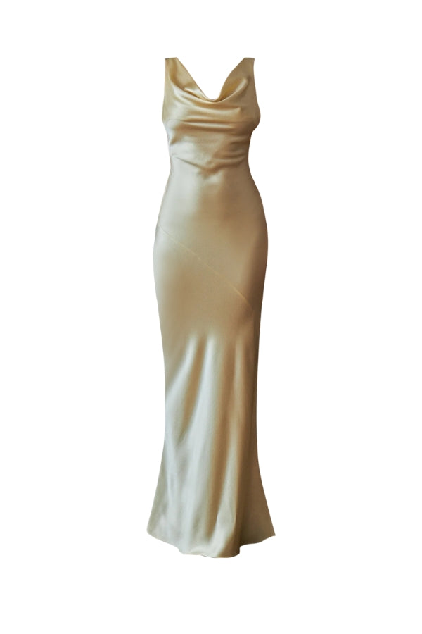 Plunging Back Cowl Dress
