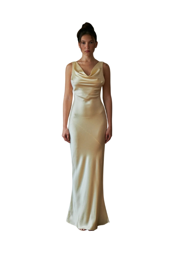Plunging Back Cowl Dress