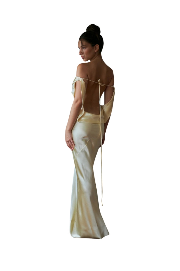 Plunging Back Cowl Dress