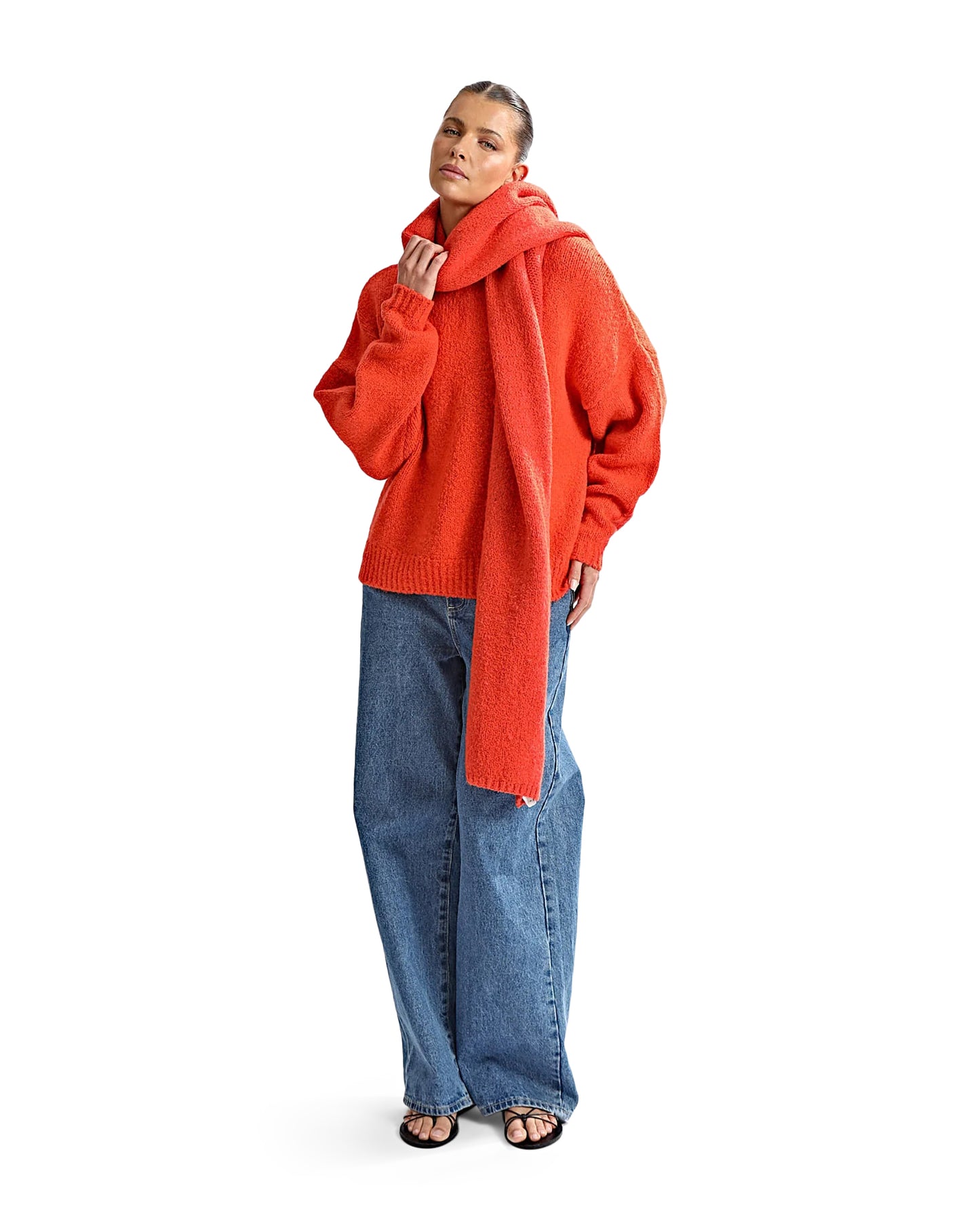 Elliot Knit Scarf Red Marl