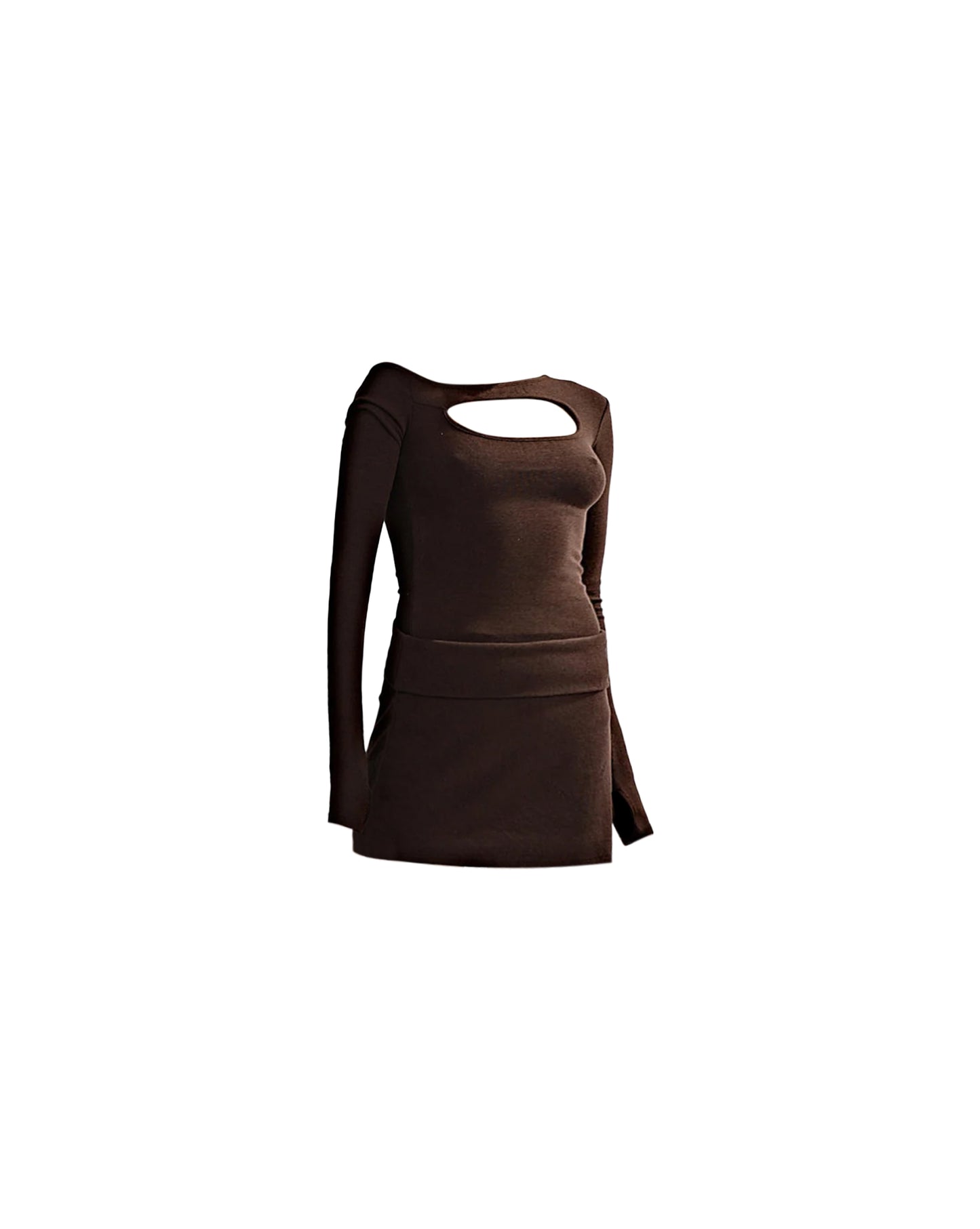 Amelia Asym Long Sleeve Top Brown