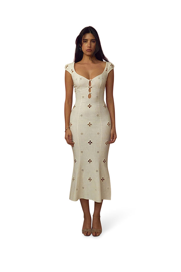 Maria Dress in Leite