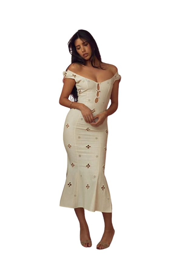 Maria Dress in Leite