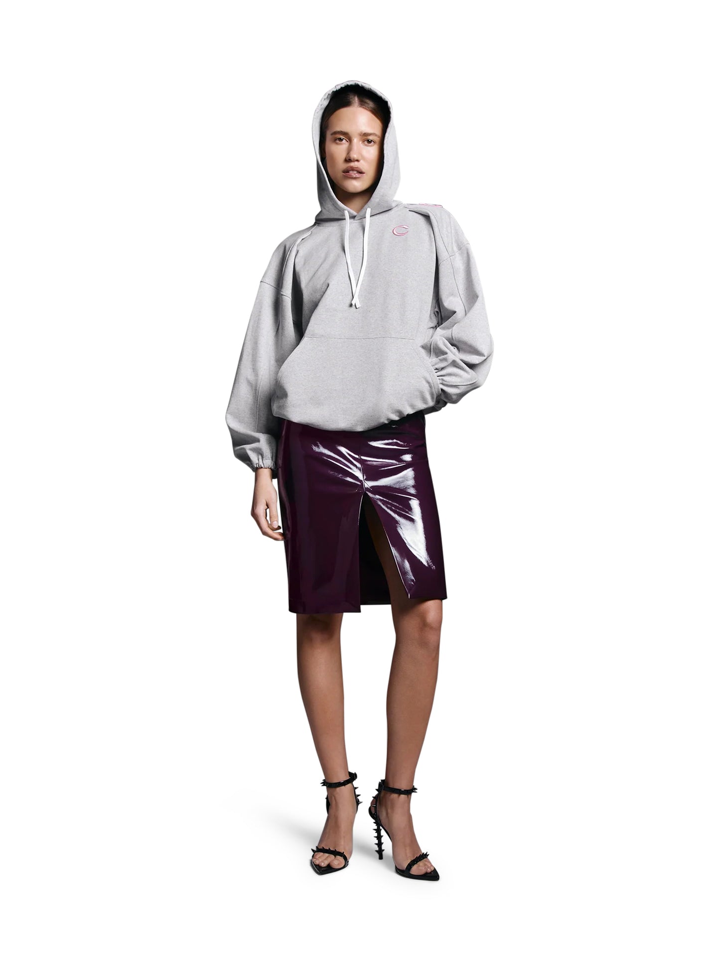 Patent Midi Skirt