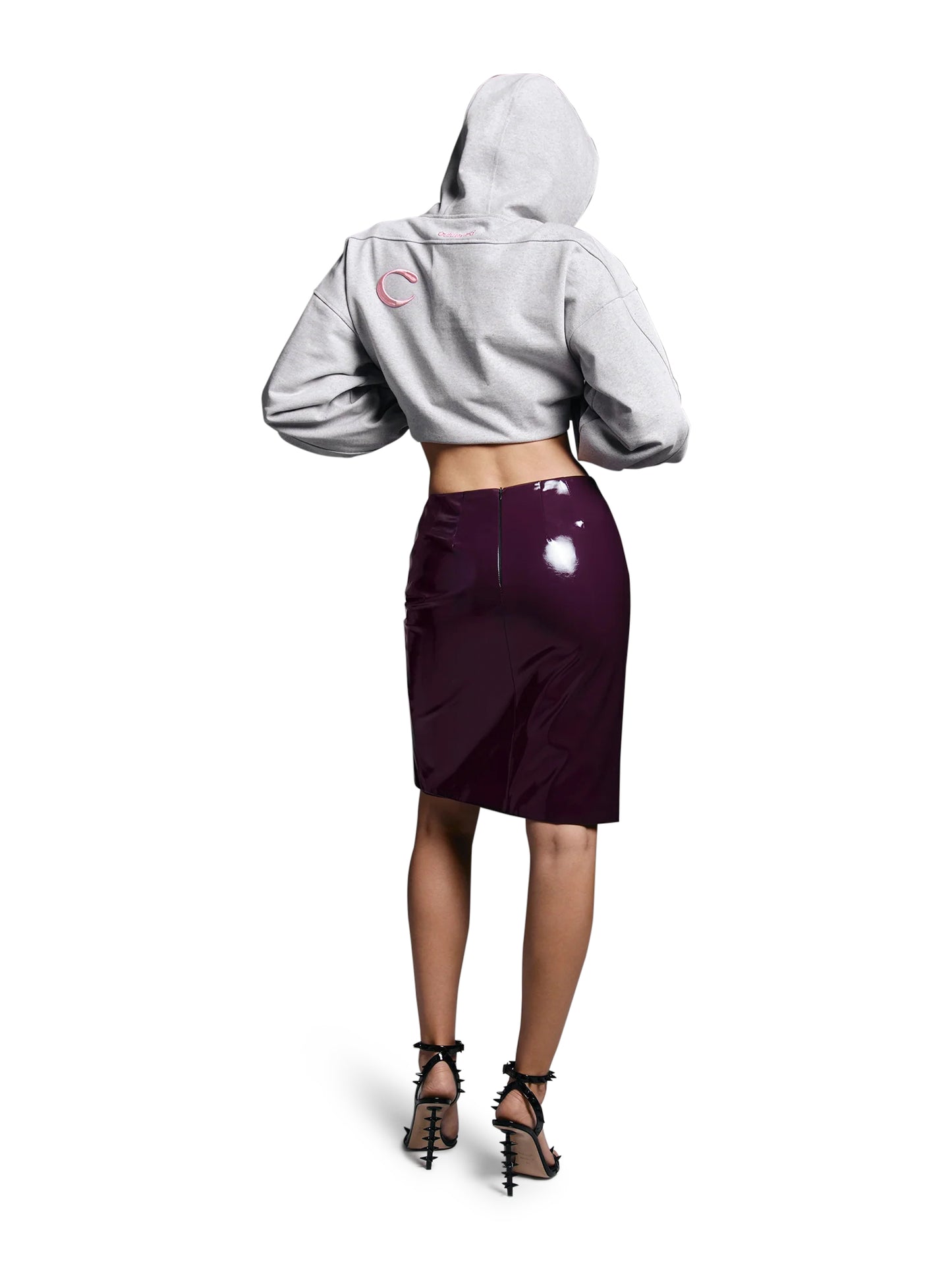 Patent Midi Skirt