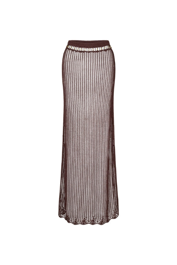 Zulu Crochet Maxi Skirt in Cacao