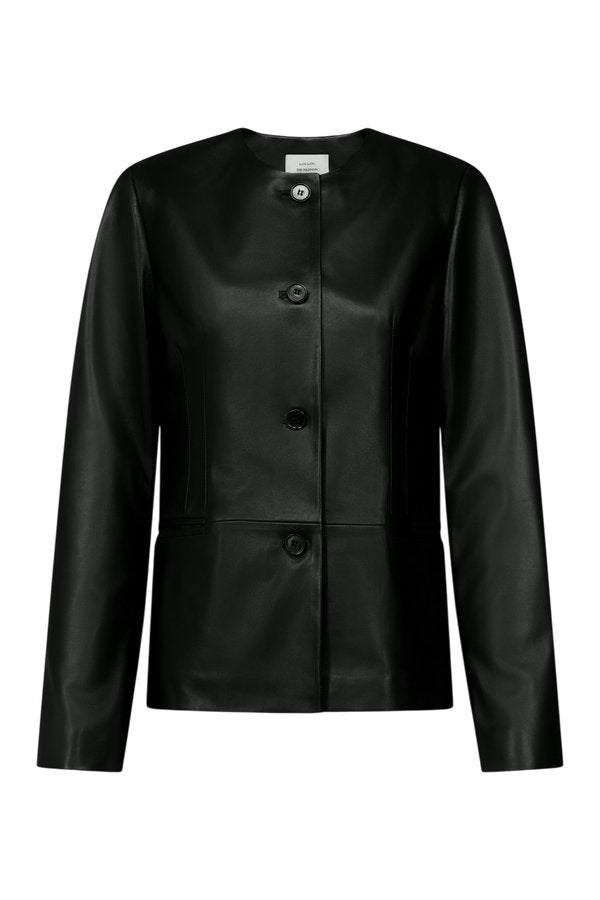 ADEA Collarless leather jacket — packshot