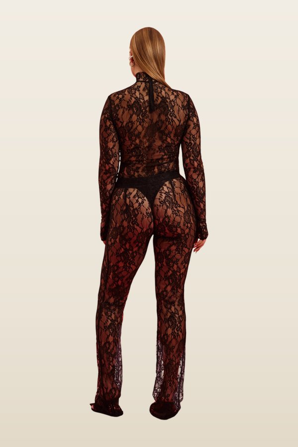 Allure bodysuit in Noir Lace — model back