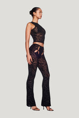 Amina Top - Black Burnout — model side