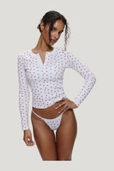 Amora Henley Shirt - Sunday Love — model side