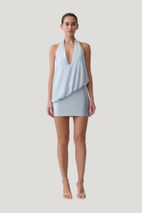 Arabel Draped Halter Mini Dress — model front