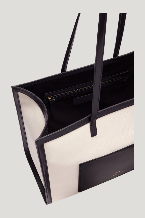 ARABELLA Cotton canvas and leather tote bag — extra