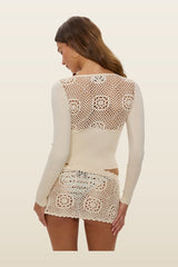 Arlo Crochet Mini Skirt - Bunny — model back