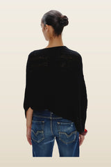 Aspen Cotton Knit Poncho — model back