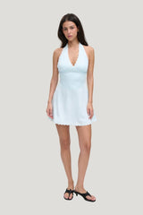Audrey Satin Mini Dress - Sweet Pea — model front