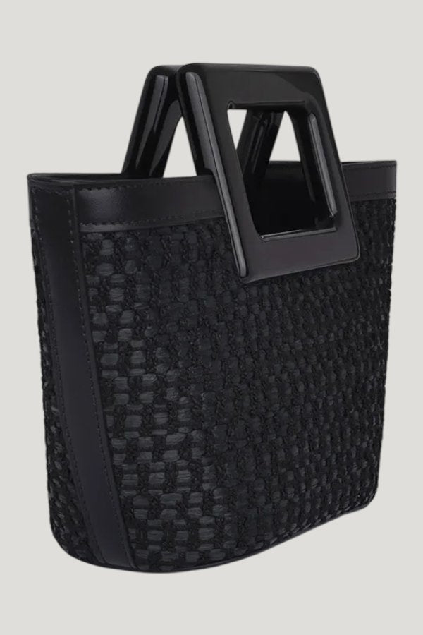 Baby Riviera In Black Raffia — model front
