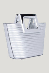 Baby Riviera In Silver Ribbed Leather — model front