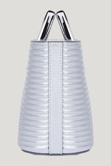 Baby Riviera In Silver Ribbed Leather — model side