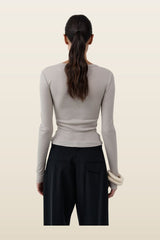 Baby Wool Long Sleeve Top - Soft Ash — model back