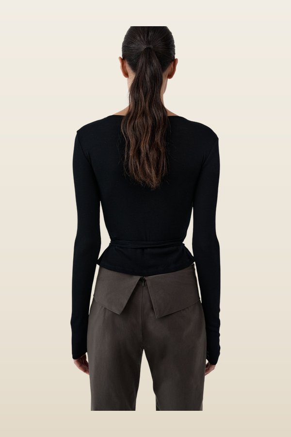 Baby Wool Wrap Top — model back
