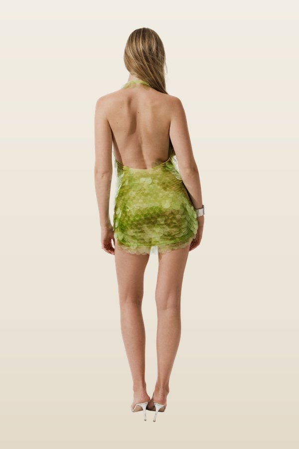 Babygirl dress in Matcha — model back