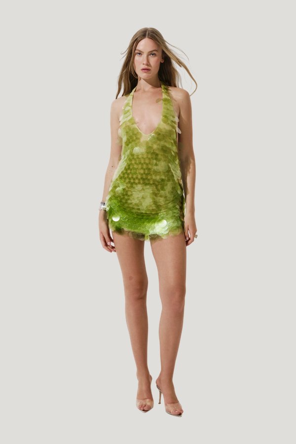 Babygirl dress in Matcha — model front