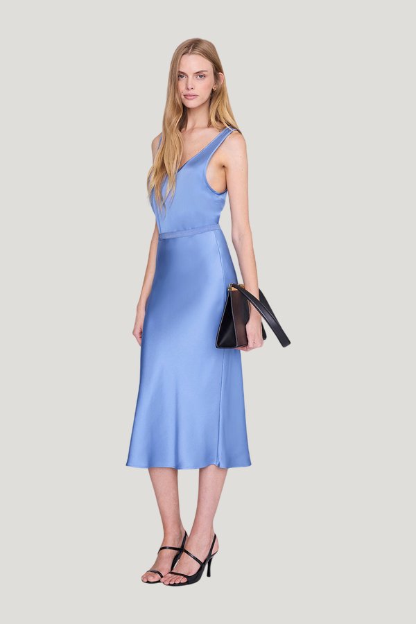 Bar Silk Skirt - Storm Blue — model front