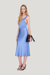 Bar Silk Skirt - Storm Blue — model front