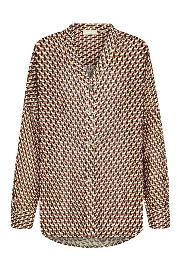 Barcelona Tunic - Husk Geo Crinkle Linen — packshot