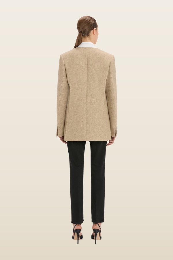 Beatrice Jacket In Camel Melange — model back