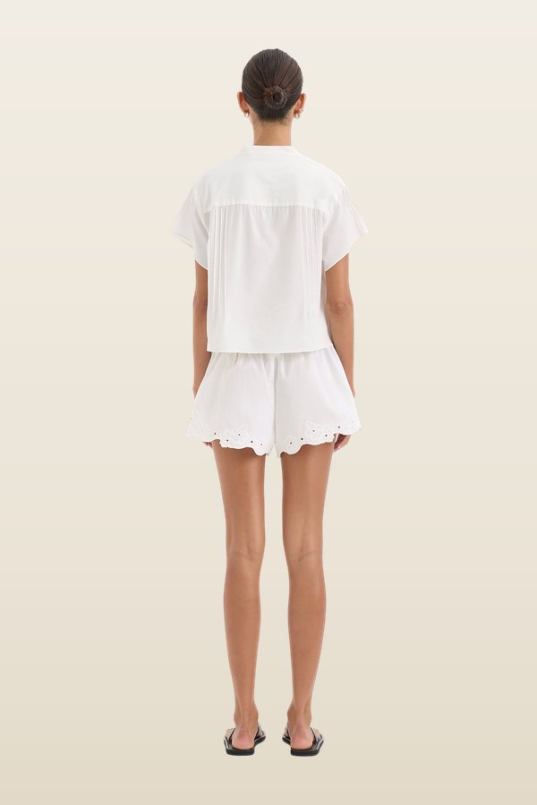 Beatrice Pintuck Top — model back