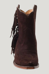 Besita The Spirit Fringe Suede Booties — model side