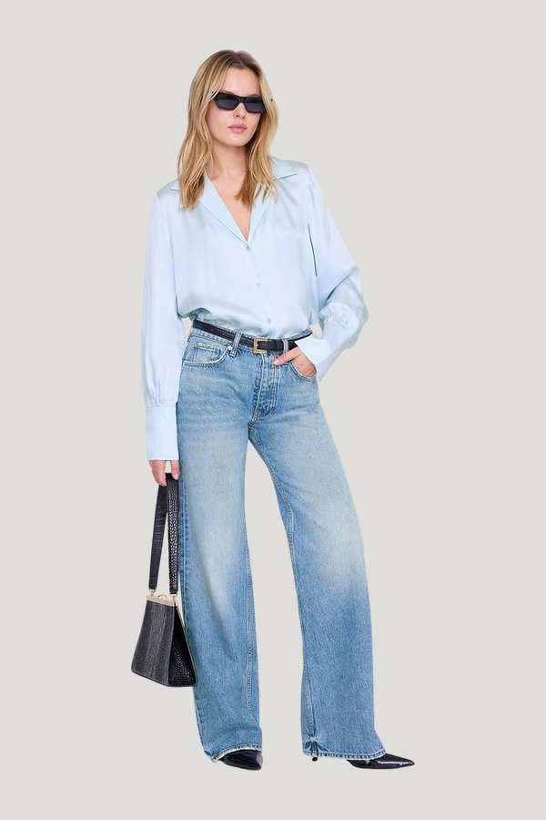 Bethany Shirt - Pale Blue — model side