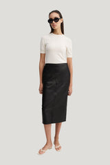 Birdy Leather Skirt, — model front