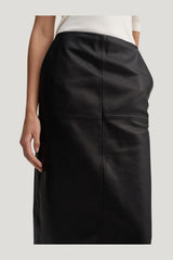Birdy Leather Skirt, — model side