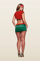 Blare Sport Crop Tee And Headband - Crimson — model back
