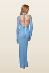 Bodrum Dress - Azure Lace Crochet — model back