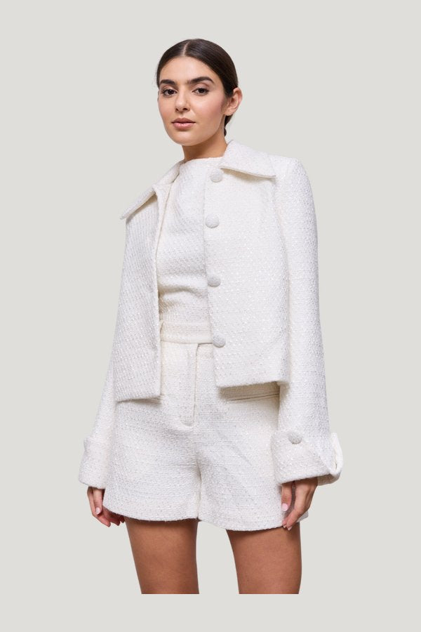 Bouclé Jacket — model side