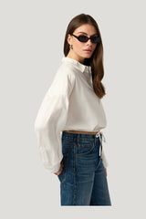 Bubble Button Up Poplin Shirt — model side
