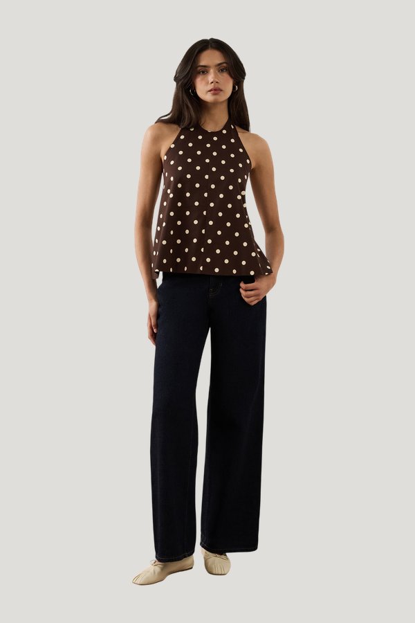 Buckle Back Halter Top — model front
