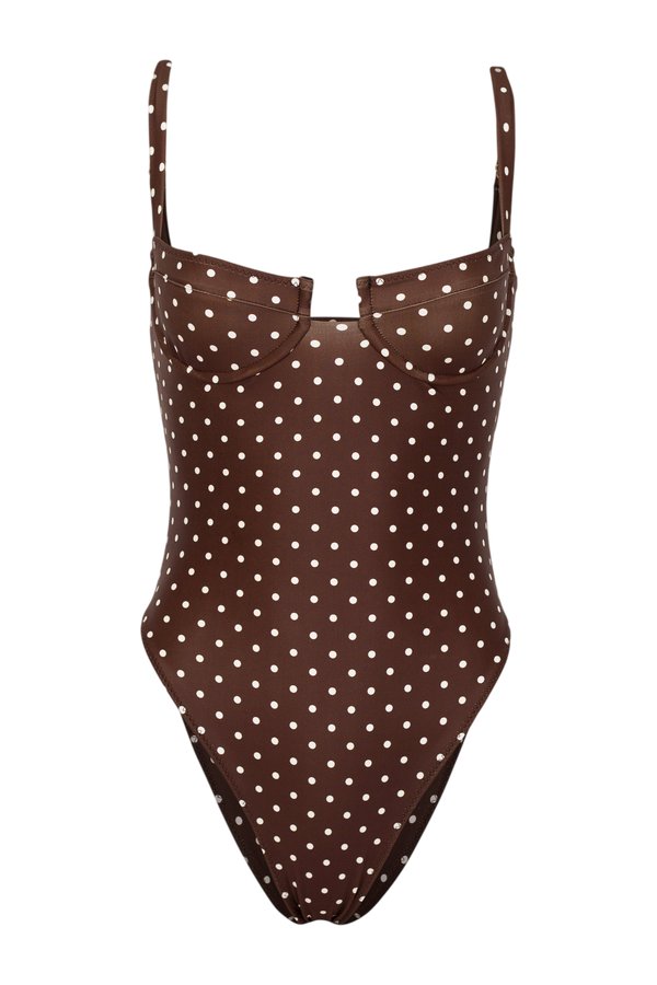 Bustier One Piece (Brown Cream Polka Dot) — packshot