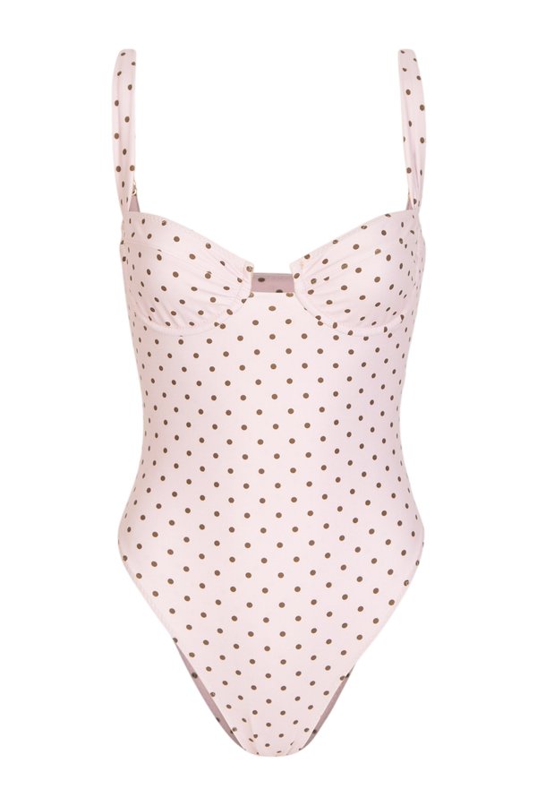 Bustier One Piece (Pink Brown Polka Dot) — packshot