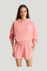 California Emblem Soft Cropped Hoodie - Carnation/White — model front